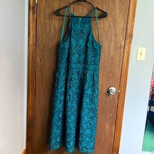 Loft - Lace Midi Dress - Emerald green - Size 14